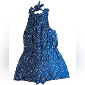 LOFT OUTLET Romper Blue Halter Sleeveless with Pockets Women’s Size 8